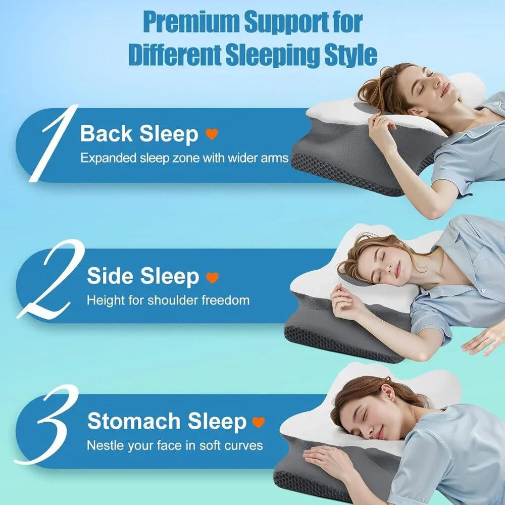 Cervical Neck Pillow Memory Foam Ergonomic Contour Queen Size NEW